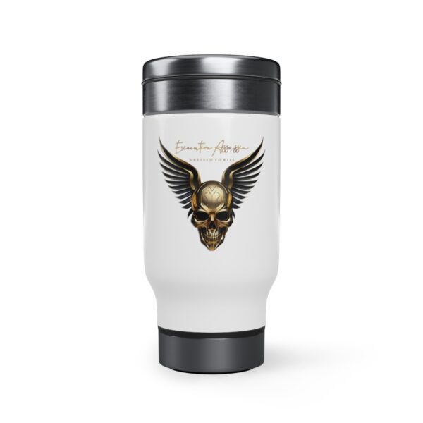 Elegance on the Go: Executive Assassin Gold Skull Travel Mug